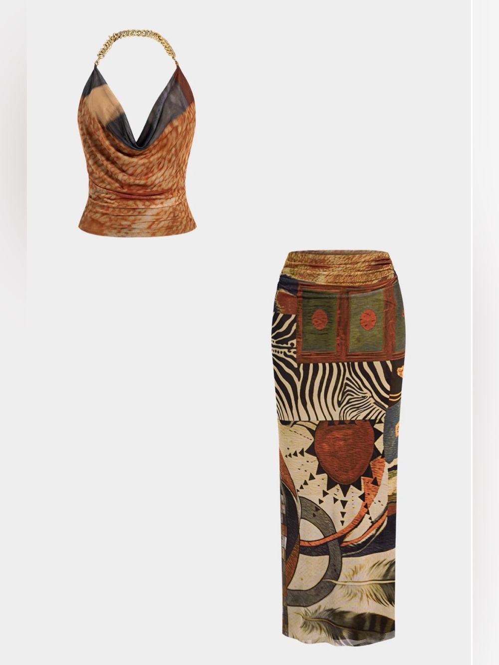 Abstract Maxi Skirt Set NWT